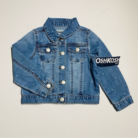 NEW OshKosh B'gosh Toddler Girls' Dot Print Denim Jacket - Picture 4 of 8
